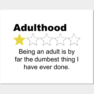 Adulthood One Star Review - Sarcastic Humor Posters and Art